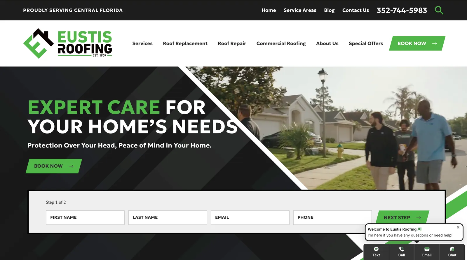 Eustis Roofing website