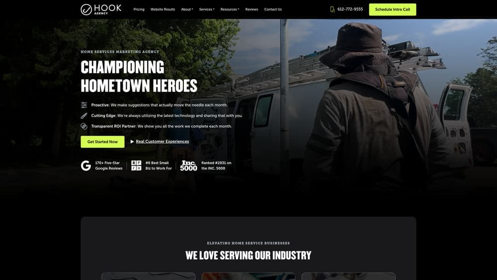 Screenshot of Hook Agency website