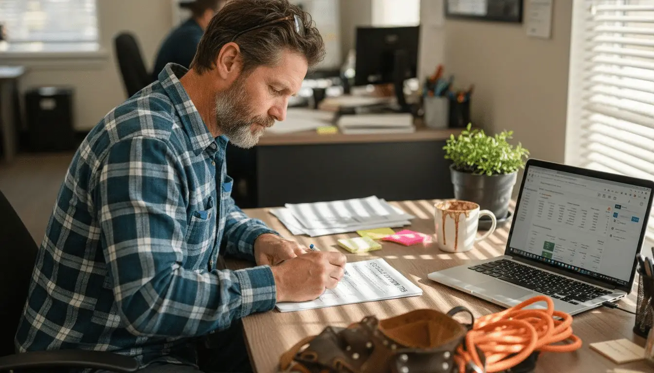 Tree service owner planning Google Ads campaign
