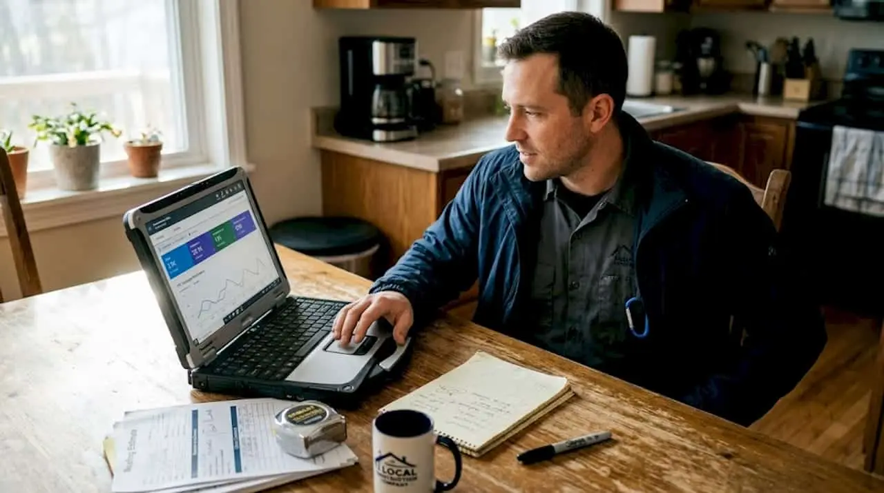 Roofing contractor reviews PPC ad dashboard