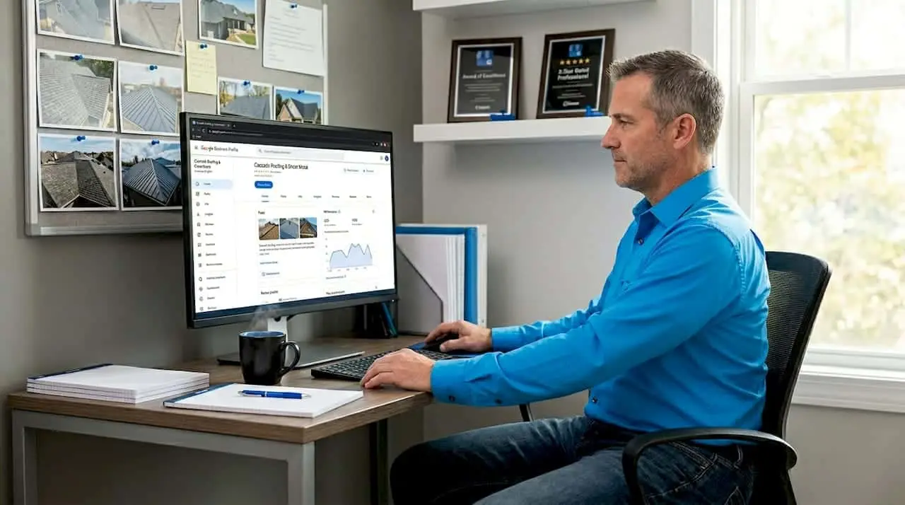 Roofing contractor updating Google Business Profile