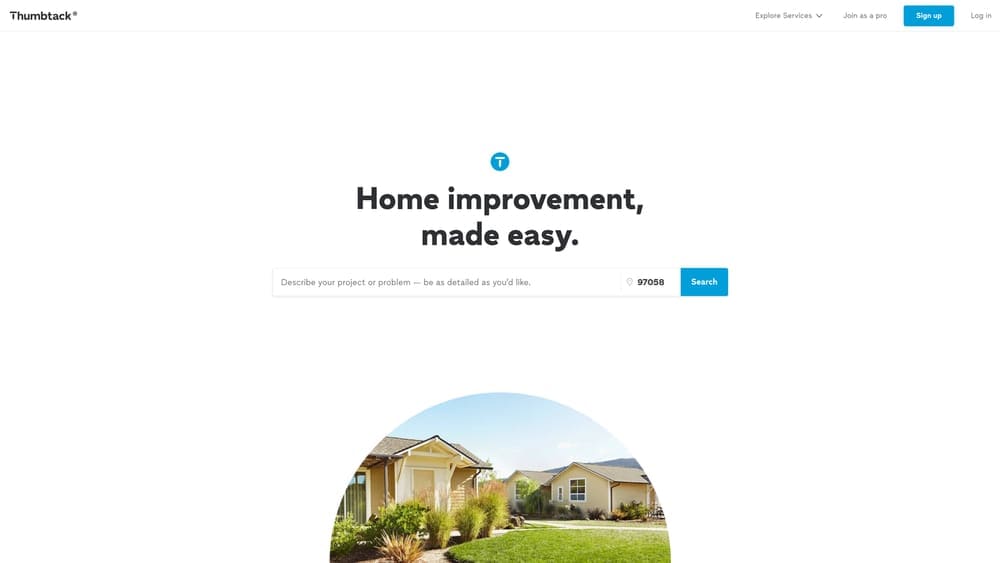 Screenshot of Thumbtack Pro website homepage