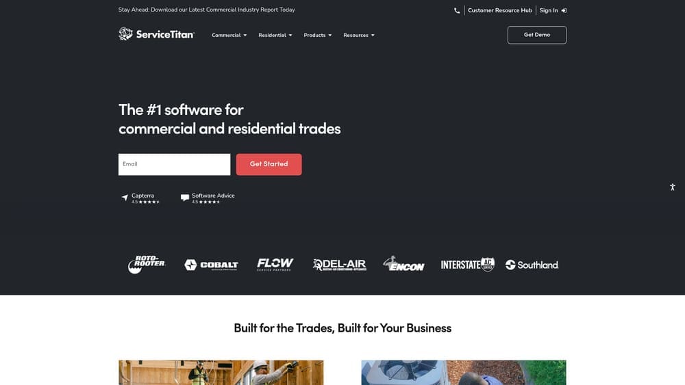 Screenshot of ServiceTitan Marketing Pro website