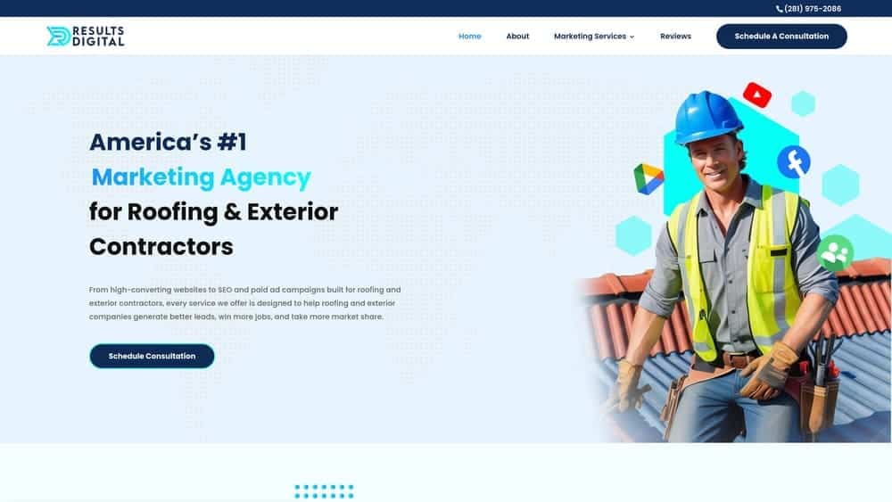 Screenshot of Results Digital website