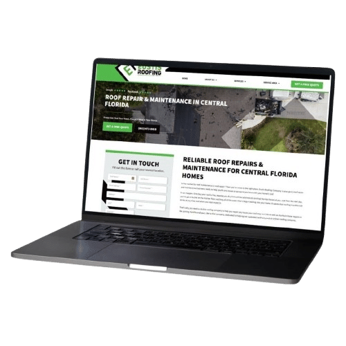 Custom roofing website design example for Results Digital, showcasing roofing services and lead generation.