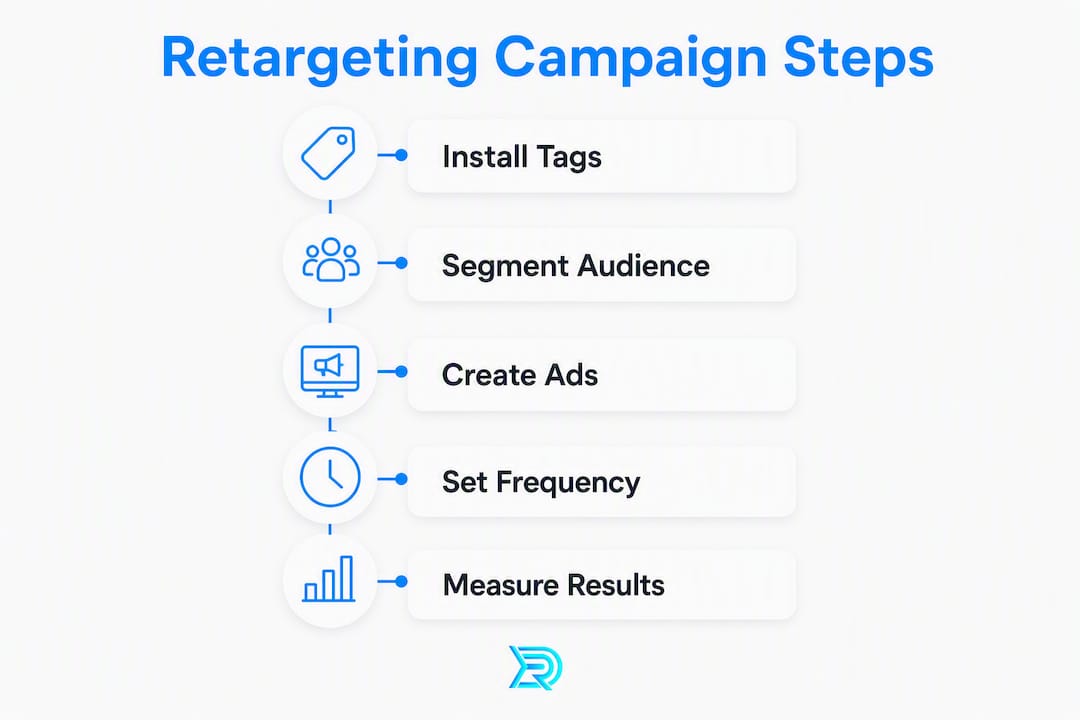 Infographic showing retargeting campaign step process