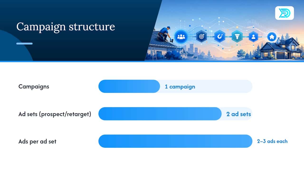 Diagram of campaign hierarchy for roofing lead ads